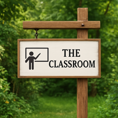 Classroom signpost for learning opportunities, tech literacy, and skills and hobbies